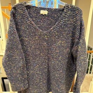 Lou & Grey Navy Speckled V-Neck Sweater